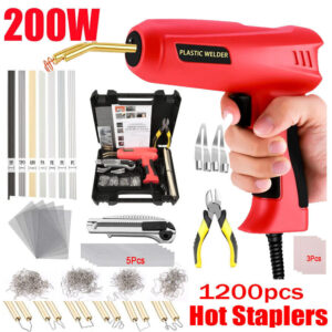 200W Hot Stapler Car Bumper Fender Welder Gun Plastic Repair Kit 1200 Staples