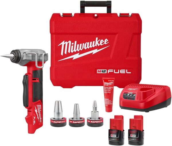 2532-22 M12 FUEL Cordless 3/8 in. - 1 in. PEX Expansion Tool Kit with (2) 2.0 Ah Batteries, (3) Rapid Seal Expansion Heads