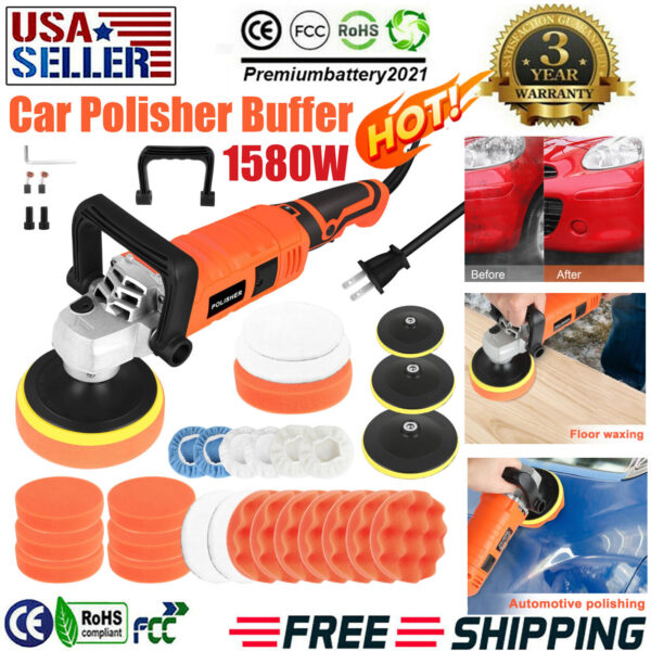 Car Buffer Polisher Waxer 7-Speed Rotary 5" + 6" Backing Plate Polishing Machine