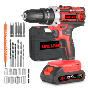 Cordless Electric Drill Brushless Impact Driver Hammer Drill Combo Kit 2 Battery