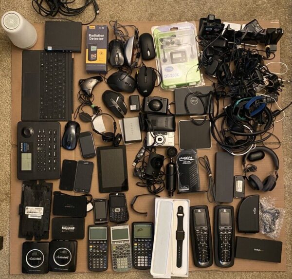 HUGE lot Of Electronics Headphones Cell Phones Cameras Mouse Apple *Defective*