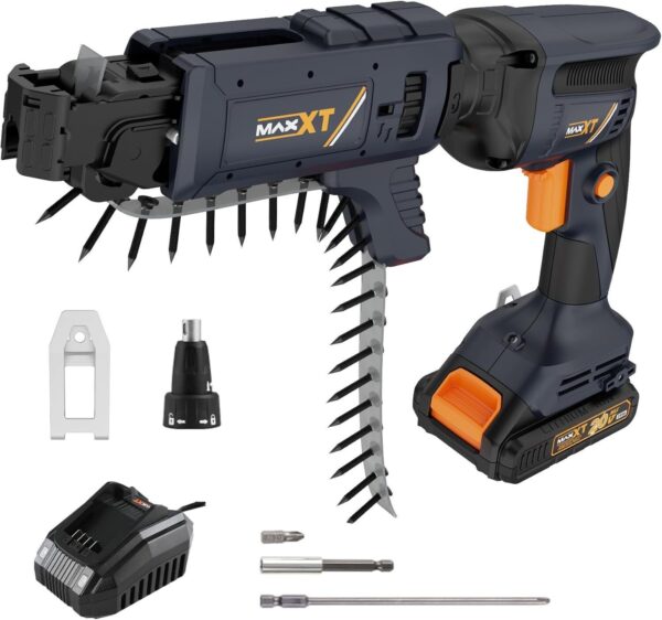 MAXXT 20V Brushless Drywall Screw Gun, Autofeed 5000 RPM, 2.0Ah Battery&Charger