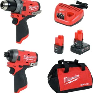 Milwaukee Electric Tools 2598-22 M12 Fuel 2 Pc Kit- 1/2" Hammer Drill & 1/4" Impact