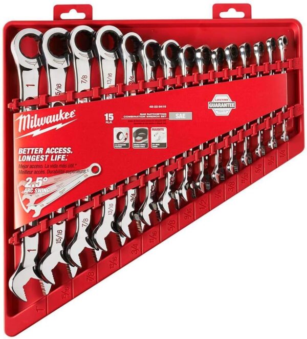 Milwaukee Electric Tools MLW48-22-9416 Ratcheting Combination Wrench Set - SAE