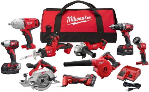 MILWAUKEE M18 18-Volt Lithium-Ion Cordless Combo Tool Kit (9-Tool) with (3) 4.0 Ah Batteries, Charger and Tool Bag