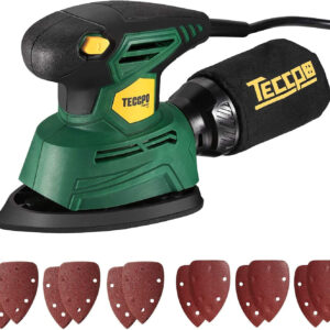 TECCPO Detail Sander, 14,000 OPM Compact Electric Sander with 12Pcs Sandpapers